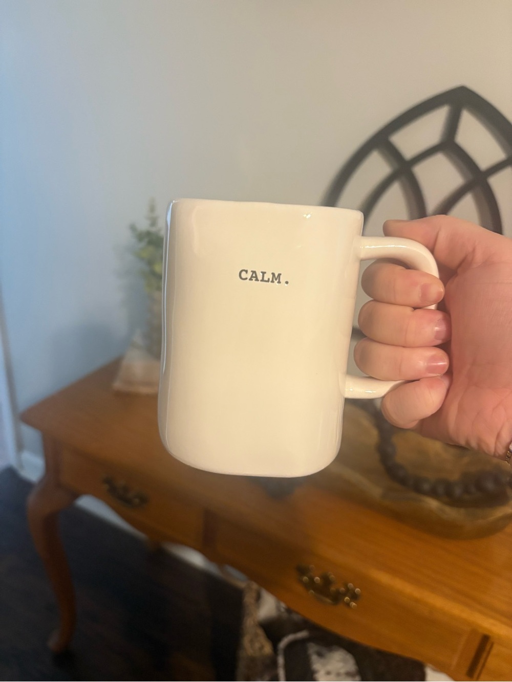 Rae Dunn White 'CALM.' Ceramic Mug